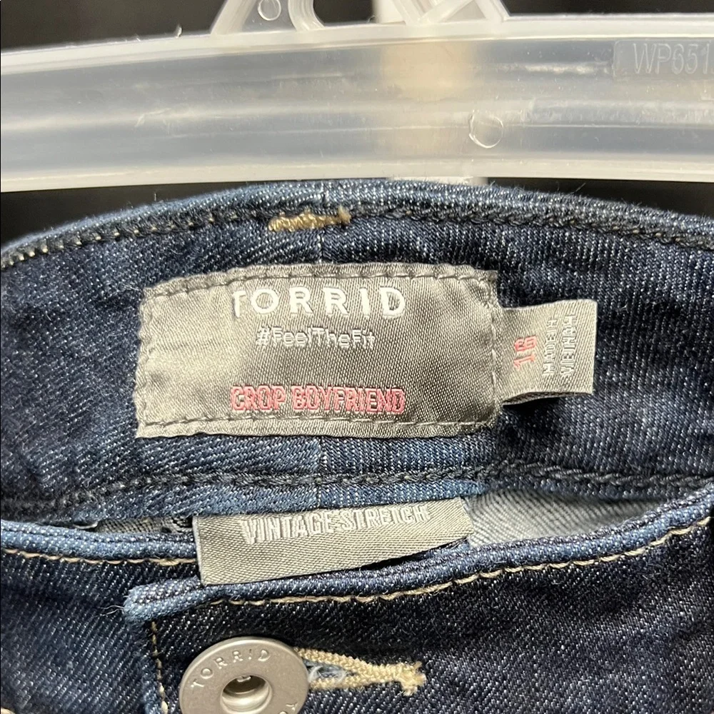 Torrid Dark Blue cropped Jeans with Frayed Hem - Picture 2 of 8